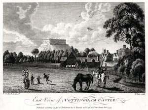 Widok od wschodu na zamek Nottingham, Nottinghamshire, 1777