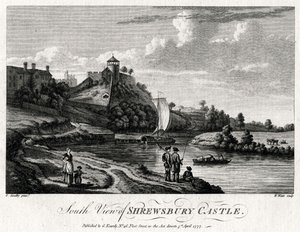 Widok południowy na zamek Shrewsbury, Shropshire, 1777