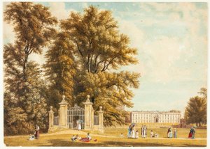 Wejście do alei z Clare Hall Piece, Cambridge autorstwa William Westall