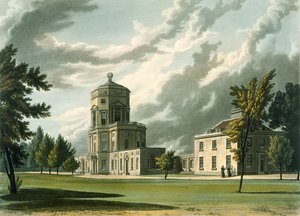 Na zewnątrz Obserwatorium Astronomiczne, ilustracja z Historii Oksfordu, ryty: Joseph Constantine Stadler (fl.1780-1813) wyd. R. Ackermann, 1813 (akwatinta) autorstwa William Westall