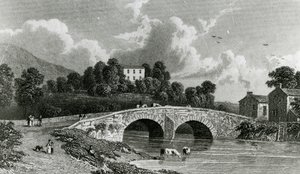 Greta Hall i Keswick Bridge, grawerowane przez E. Francisa, 1842