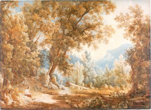 Pejzaż z postaciami, ok. 1807-1820 (akwarela) autorstwa William Westall
