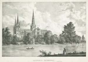 Katedra w Lichfield - widok na południe: litografia, nd [1781-1850] autorstwa William Westall