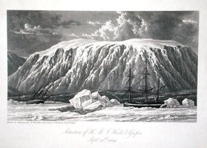 Sytuacja H.M.S. Hecla & Griper, 20 września 1819, z „Journal of a Voyage for the Discovery of North West Passage z Atlantyku na Pacyfik w latach 1819-20”, William Edward Parry, opublikowany 1821 (rycina)