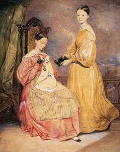 Portret Florence Nightingale (1820-1910) z siostrą Frances Parthenope, akwarela William White Warren (1832-1911 lub 1912) autorstwa William White (attr. to) Warren