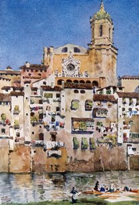 Gerona, Katedra (kolor lito) autorstwa William Wiehe Collins