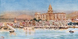 Malaga, widok z portu (kolor lito) autorstwa William Wiehe Collins