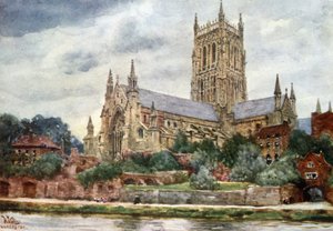 Worcester, Katedra (kolor lito) autorstwa William Wiehe Collins