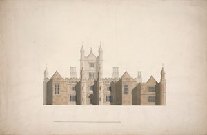 Elewacja proponowanego projektu dla Cambridge Colleges autorstwa William Wilkins