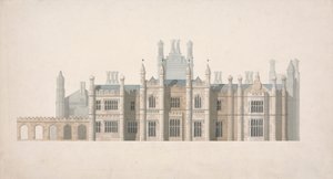 Elewacja proponowanego projektu dla Cambridge Colleges autorstwa William Wilkins
