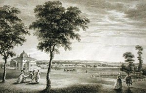 Foots-Cray Place w Kent, siedziba Bourchier Cleeve Esq. (1715-60) (grawerowanie) autorstwa William Woollett