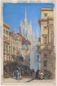 Duomo w Mediolanie z bocznej ulicy autorstwa William Wyld