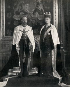 Król Jerzy V i królowa Maria podczas pierwszego otwarcia parlamentu, 6 lutego 1911, 1951. autorstwa William and Daniel Downey