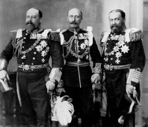 Książę Walii i jego bracia na ślubie księcia Yorku, 6 lipca 1893 1964 r. autorstwa William and Daniel Downey