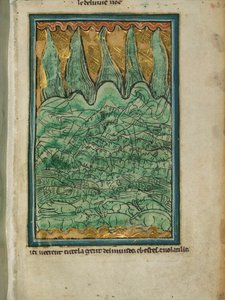 „Potop Noego”, ok. 1250 (atrament i pigment na pergaminie) autorstwa William de Brailes