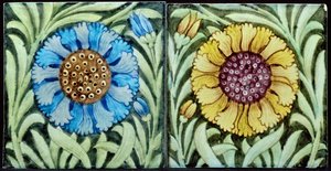Płytki z motywem kwiatowym w stylu perskim (ceramiczne) autorstwa William de Morgan