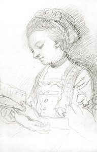 Kobieta czytająca (węgiel na papierze) autorstwa William of Bath Hoare