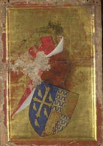 Herb Ryszarda II Anglii Zewnętrzny panel dyptyku Wilton, między 1395 a 1399 autorstwa Wilton Master