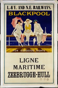 Blackpool, L.&Y. i NE Koleje, ok. 1930 (litografia w kolorach) autorstwa Wilton Williams