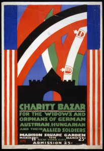 Plakat charytatywnego kiermaszu dla wdów i sierot po niemieckich, austriackich, węgierskich i konfederackich żołnierzach w Madison Square Garden w Nowym Jorku