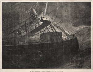 Na morzu, sygnalizując przepływający parowiec, 1871. autorstwa Winslow Homer