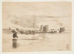 Plaża podczas odpływu, Cullercoats, Anglia autorstwa Winslow Homer