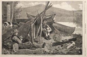 Kemping w górach Adirondack, 1874. autorstwa Winslow Homer