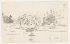 Kajak z trzema mężczyznami, Ile Maligne, Quebec autorstwa Winslow Homer