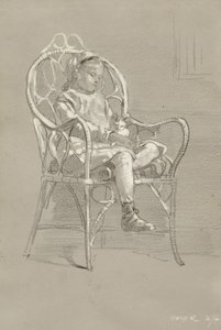 Dziecko siedzące na wiklinowym krześle, 1874 autorstwa Winslow Homer