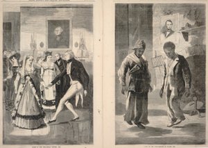 Koniec wojny - zwycięstwo Kadłubka, 1814 r. / Koniec wojny - upadek Babilonu, 1865 r., z ilustrowanej gazety Franka Lesliego, 16 grudnia 1865 r. autorstwa Winslow Homer
