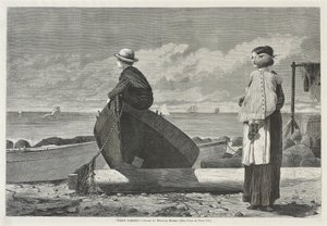 Dads Coming!, 1 listopada 1873 (drewno na papierze gazetowym) autorstwa Winslow Homer