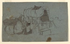 Rysunek przedstawiający wóz wojskowy i muła, ok. 1862 r. autorstwa Winslow Homer