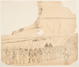 Rysunek przedstawiający kolumnę piechoty w marszu, 1862 r. autorstwa Winslow Homer