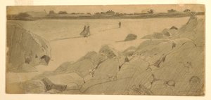 Rysunek, plaża w Marshfield, 1869-74 autorstwa Winslow Homer