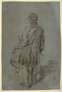Rysunek, Perkusista widziany od tyłu, prawdopodobnie 1864 r. autorstwa Winslow Homer