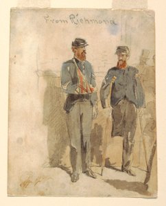 Rysunek "Z Richmond"; Dwóch rannych żołnierzy, 1862 r. autorstwa Winslow Homer