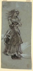 Rysunek przedstawiający dziewczynę trzymającą kieliszek, prawdopodobnie 1869 r. autorstwa Winslow Homer