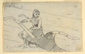 Rysunek Dziewczyna siedząca na pługu, 1879 r. autorstwa Winslow Homer