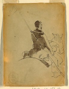 Rysunek, ułan na koniu, 1862 r. autorstwa Winslow Homer