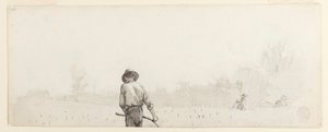Rysunek Mężczyzna z kosą, ok. 1865 r. autorstwa Winslow Homer