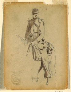 Rysunek, oficer kawalerii konnej, 1862 r. autorstwa Winslow Homer
