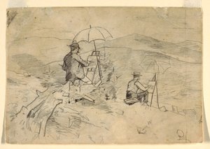 Rysunek, studium do "Artists Sketching in the White Mountains" i "The Artist in the Country", 1868 r. autorstwa Winslow Homer
