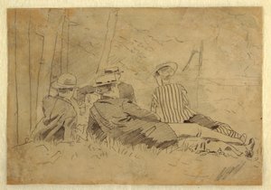Rysunek, Studium do "Przyjęcia rybackiego", ok. 1869 r. autorstwa Winslow Homer