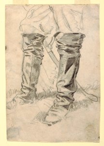 Rysunek, studium butów oficera kawalerii, 1862-64 r. autorstwa Winslow Homer
