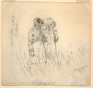 Rysunek Dwie dziewczyny na polu, 1879 r. autorstwa Winslow Homer
