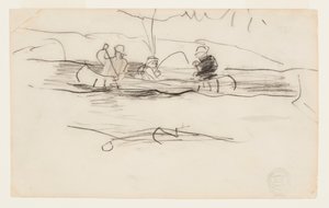 Rybak i dwóch innych mężczyzn w kajaku autorstwa Winslow Homer