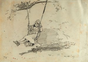 Dziewczyna na huśtawce, 1879 autorstwa Winslow Homer