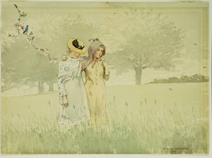 Dziewczyny spacerujące po sadzie, 1879 autorstwa Winslow Homer