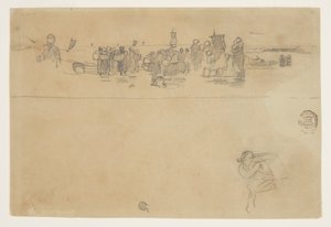 Grupy kobiet na plaży, Cullercoats, Anglia autorstwa Winslow Homer