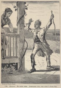 "Cześć! H-o-o-o! Przyszedł. Jumboloro Tell You Fust.", z The Galaxy, czerwiec 1869 r. autorstwa Winslow Homer